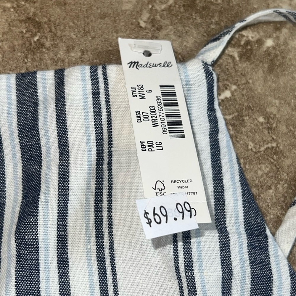 NWT Madewell Ruched Squareneck Tank in Linen-Cotton - Picture 5 of 5
